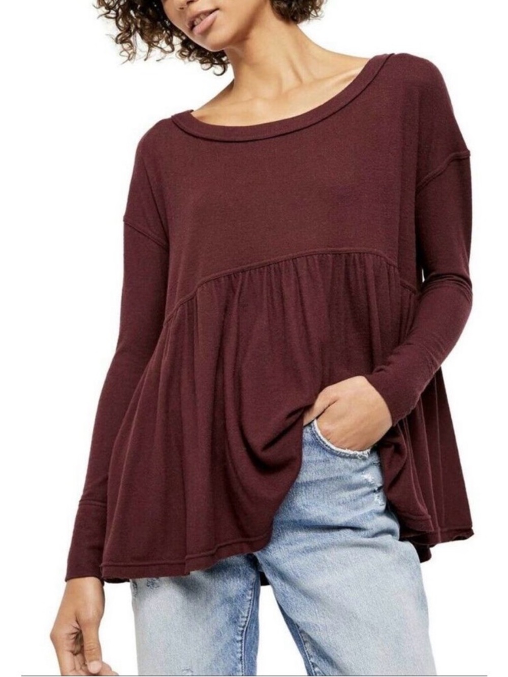 Free People Burgundy Forever Your Girlfriend Top